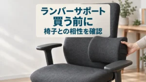 椅子に後付けランバーサポートを合わせ、相性を確かめるイメージ